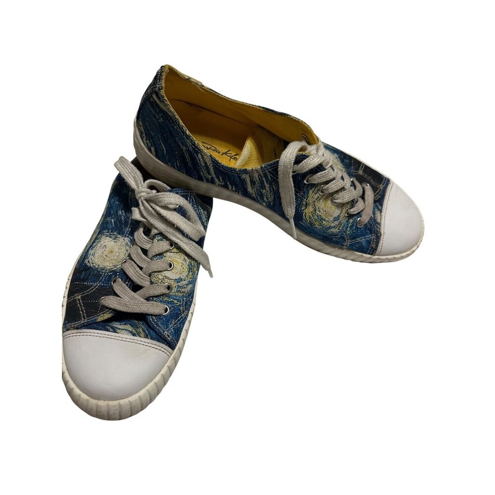 Van Gogh Starry Night Sneakers Womens Low Top Canvas Shoes Maspis Klassik Sz 9.5